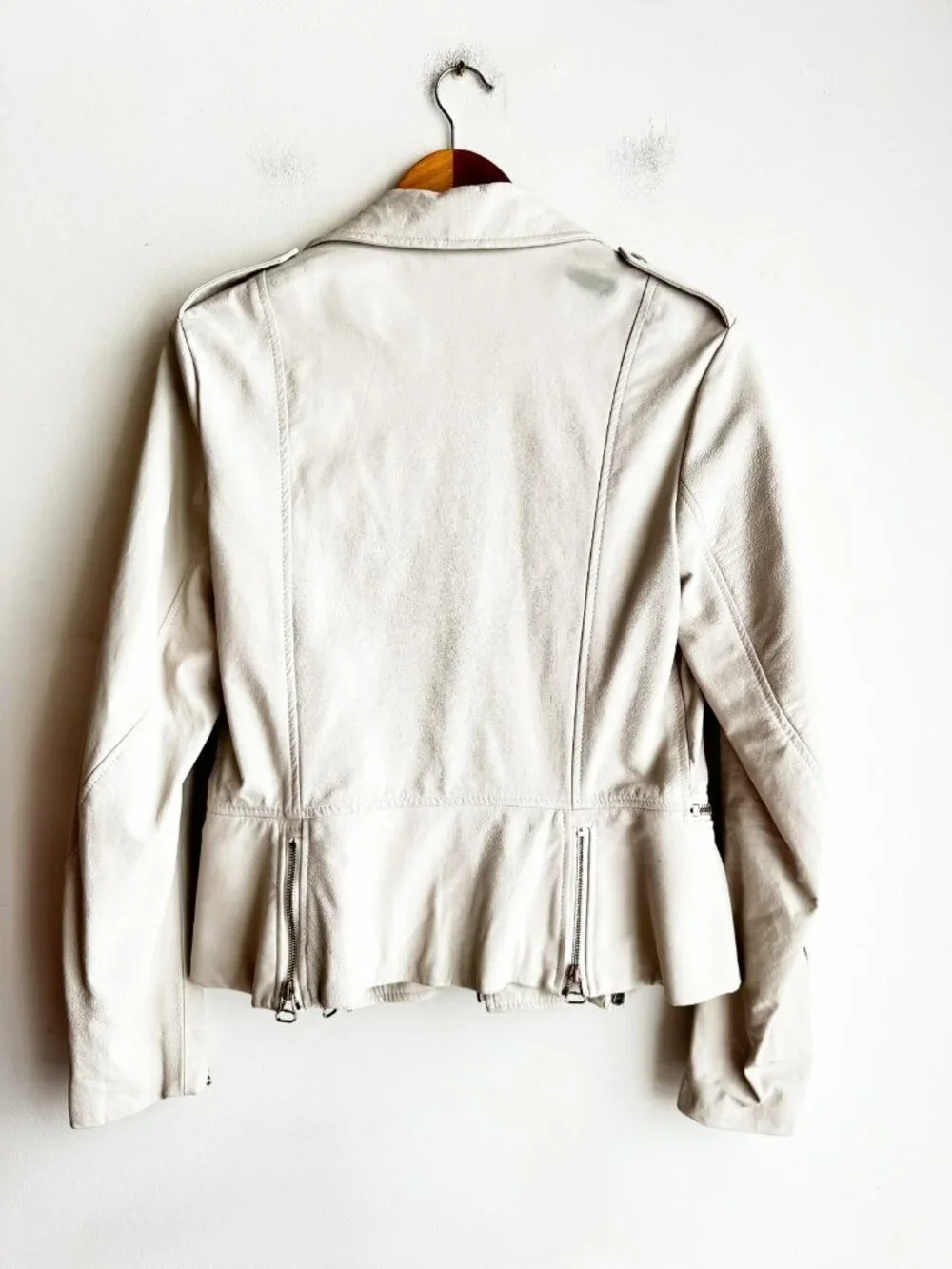 3.1 Phillip Lim White Contour Motorcross Leather Motorcycle Jacket 8 - Picture 5 of 10